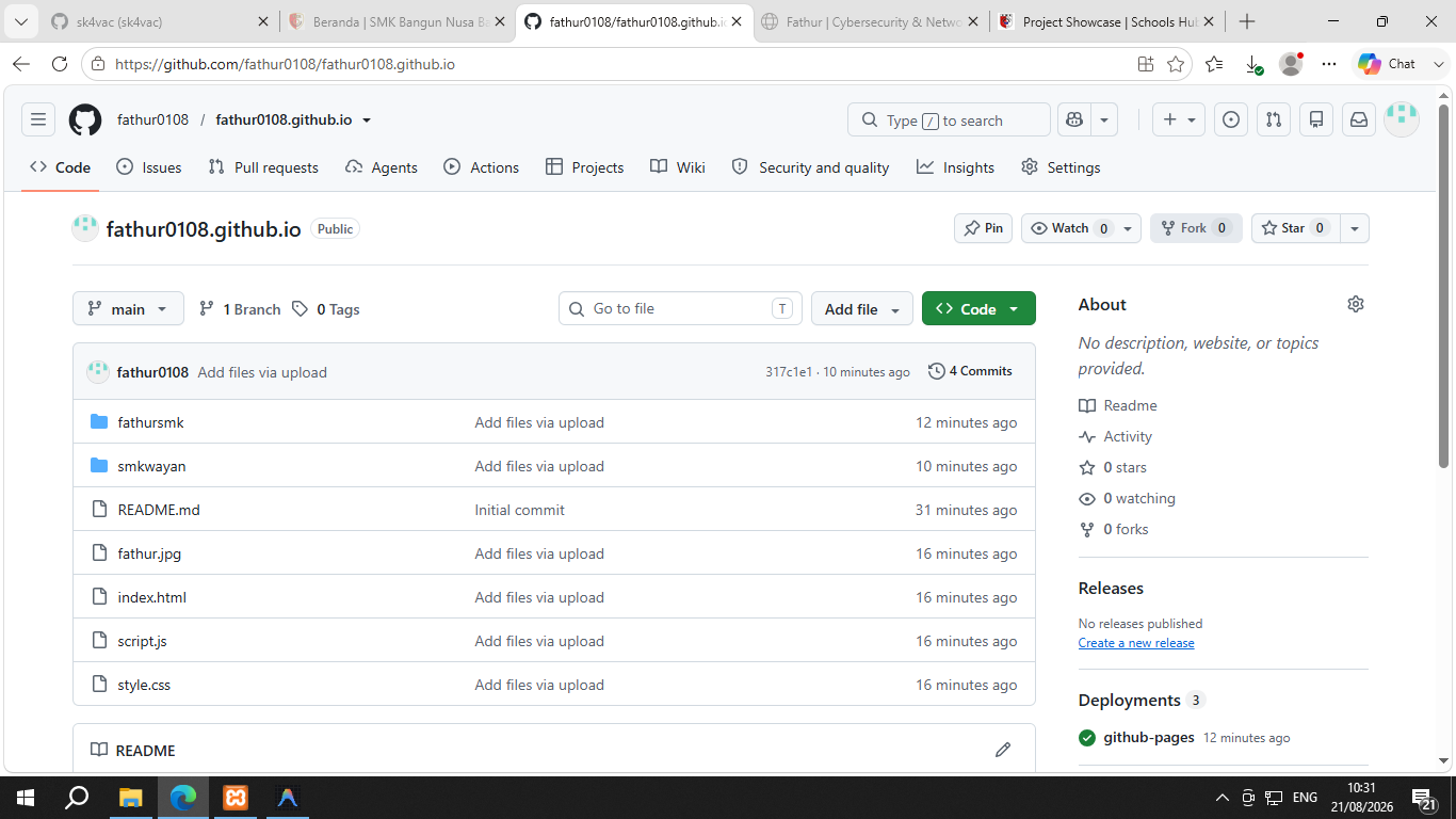 Landing page di github